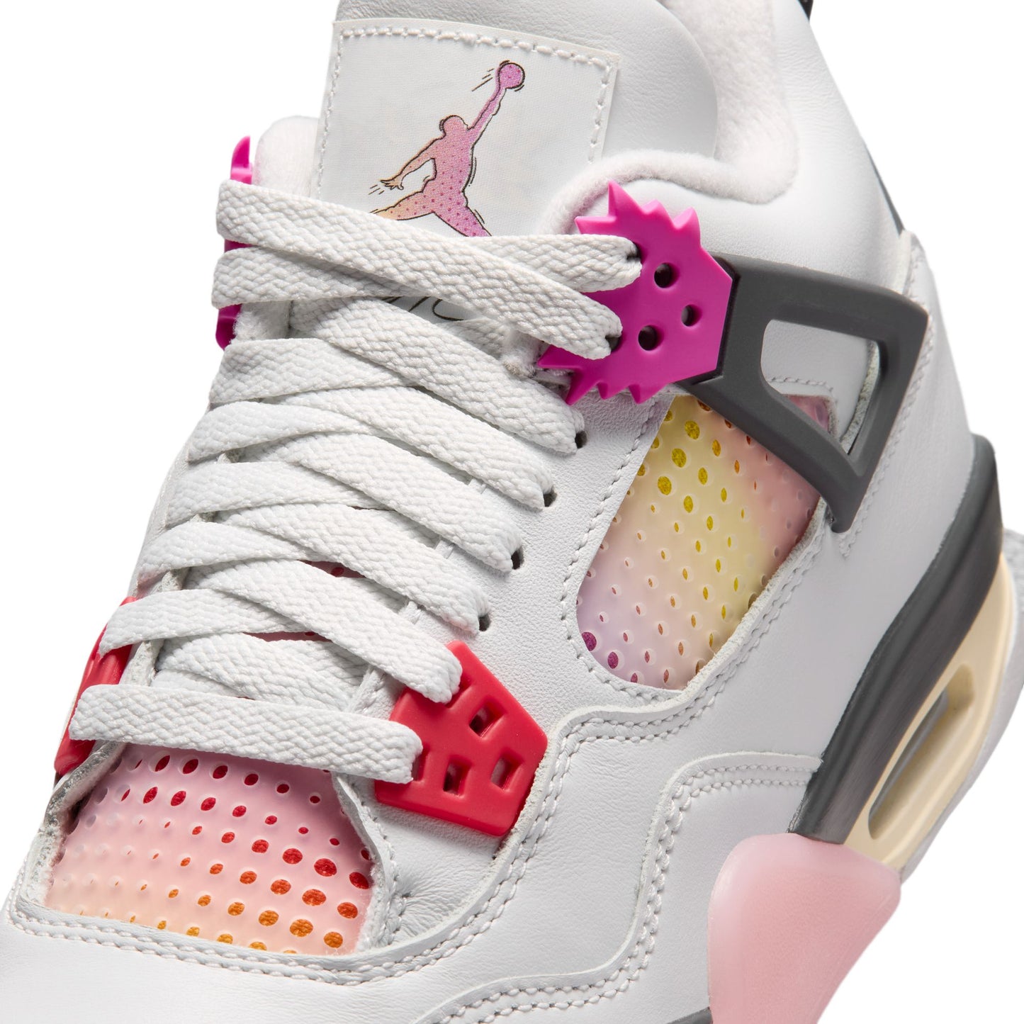 Air Jordan "4 Retro" Grade School - Off White / Fire Pink / Anthracite