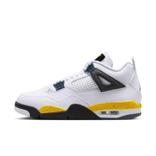 Air Jordan "4 Retro" Mens - White / Tour Yellow / Dark Blue /Grey Black