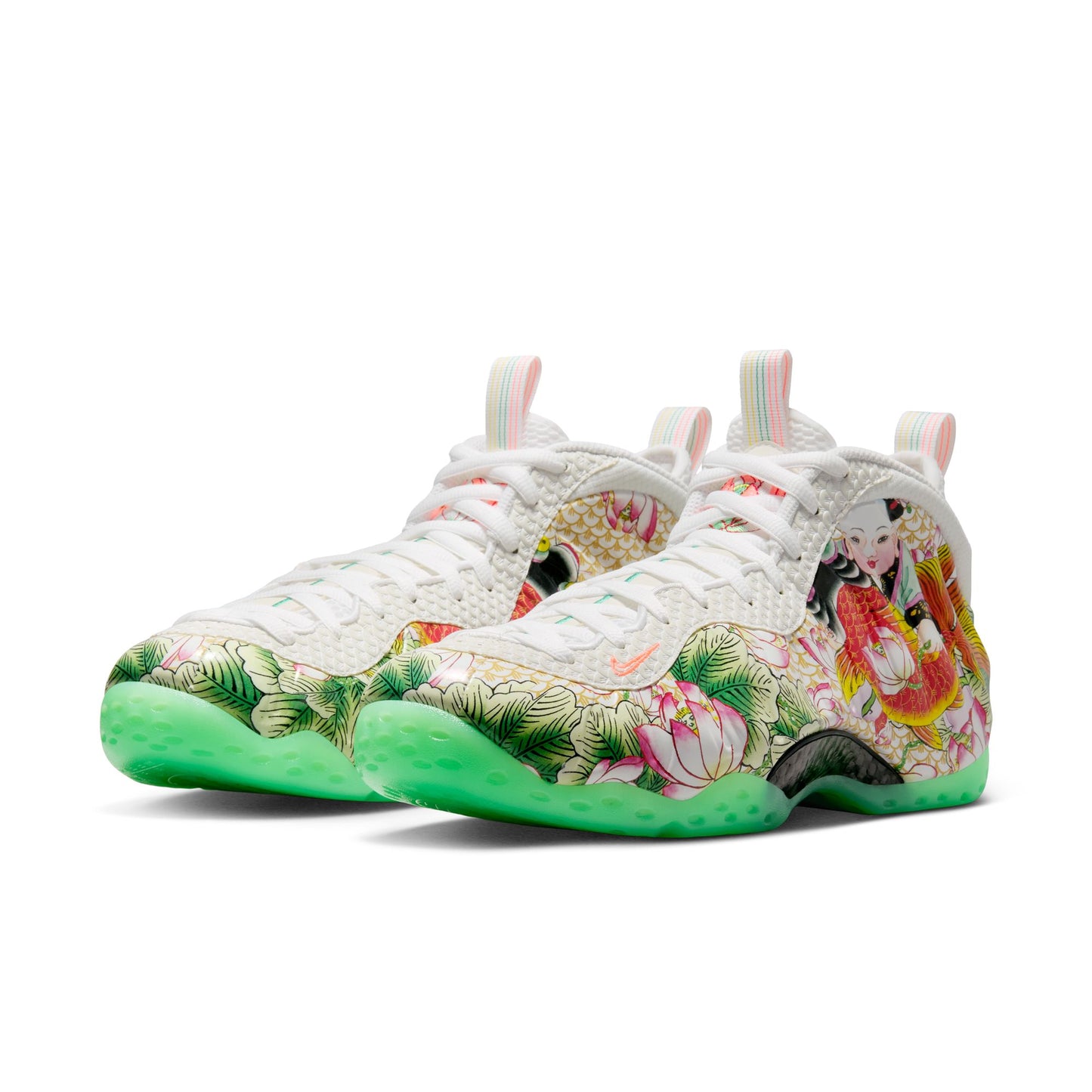 Nike "Air Foamposite One PRM" Mens - White / Lt Poison Green / Black