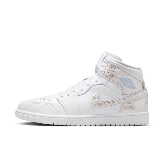 Air Jordan "1 Mid SE" Mens - White / Field Silver / White - White