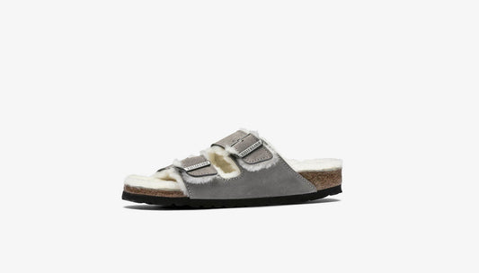 Birkenstock "Arizona Fur/Shearling" W - Stone Coin (Narrow Fit)