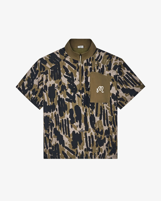 Malbon "Tour Divot Camo Wind Shirt" Mens - Bark Camo
