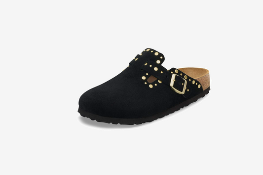 Birkenstock "Boston Rivet Border" Womens - Black (Narrow Fit)