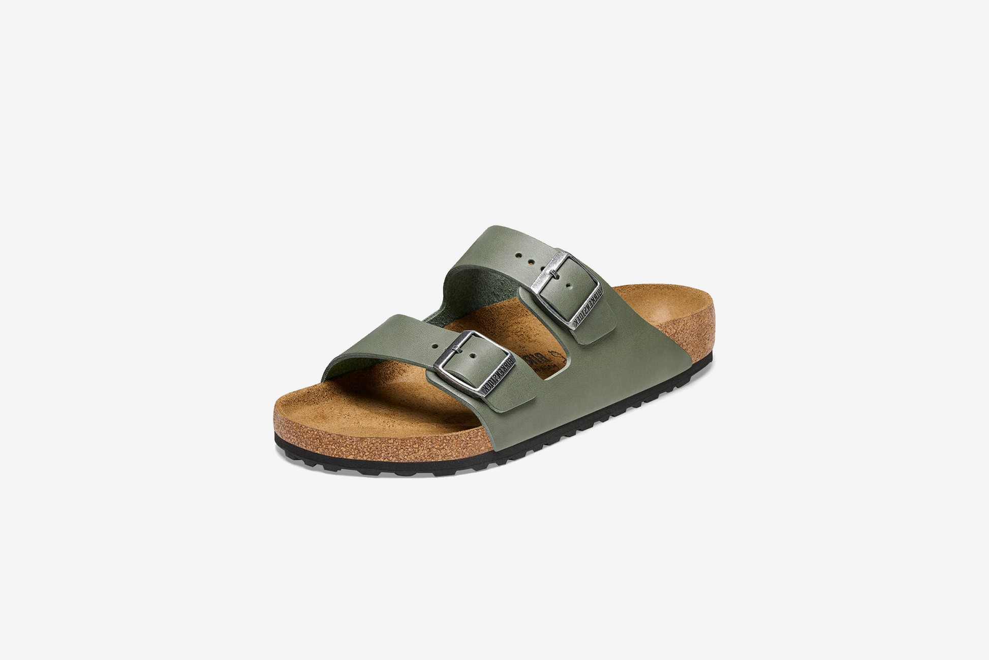 Birkenstock Arizona Grip Leather Vintage Wood Thyme Two Strap Sandals