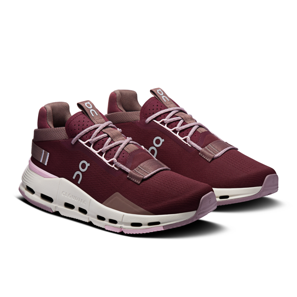 On "Cloudnova 2" Womens - Maroon / Peony