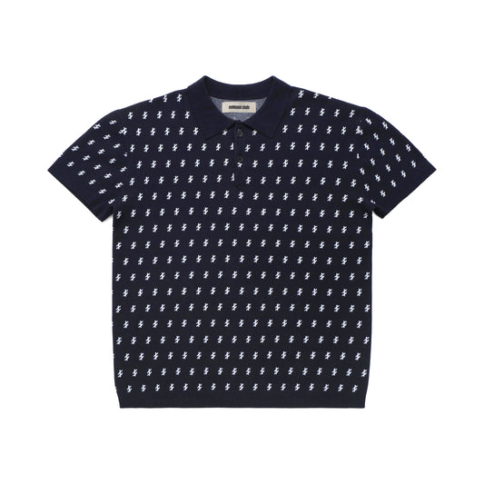 Metalwood Studio "Crossline Knit Polo" M - Navy