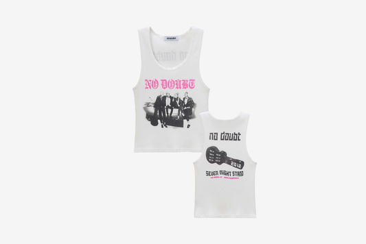 DayDreamer "No Doubt Seven Night Stand Ribbed Tank" W - White / Pink