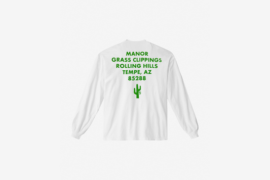 Manor "Grassy Shop Tee" L/S T-Shirt M - White / Grassy Green