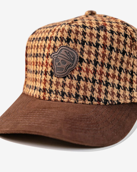 Devereux "Houndstooth Skull Caddie Hat" - Brown