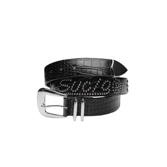 NINO SUCIO "Studded Crocodile Belt" M - Midnight