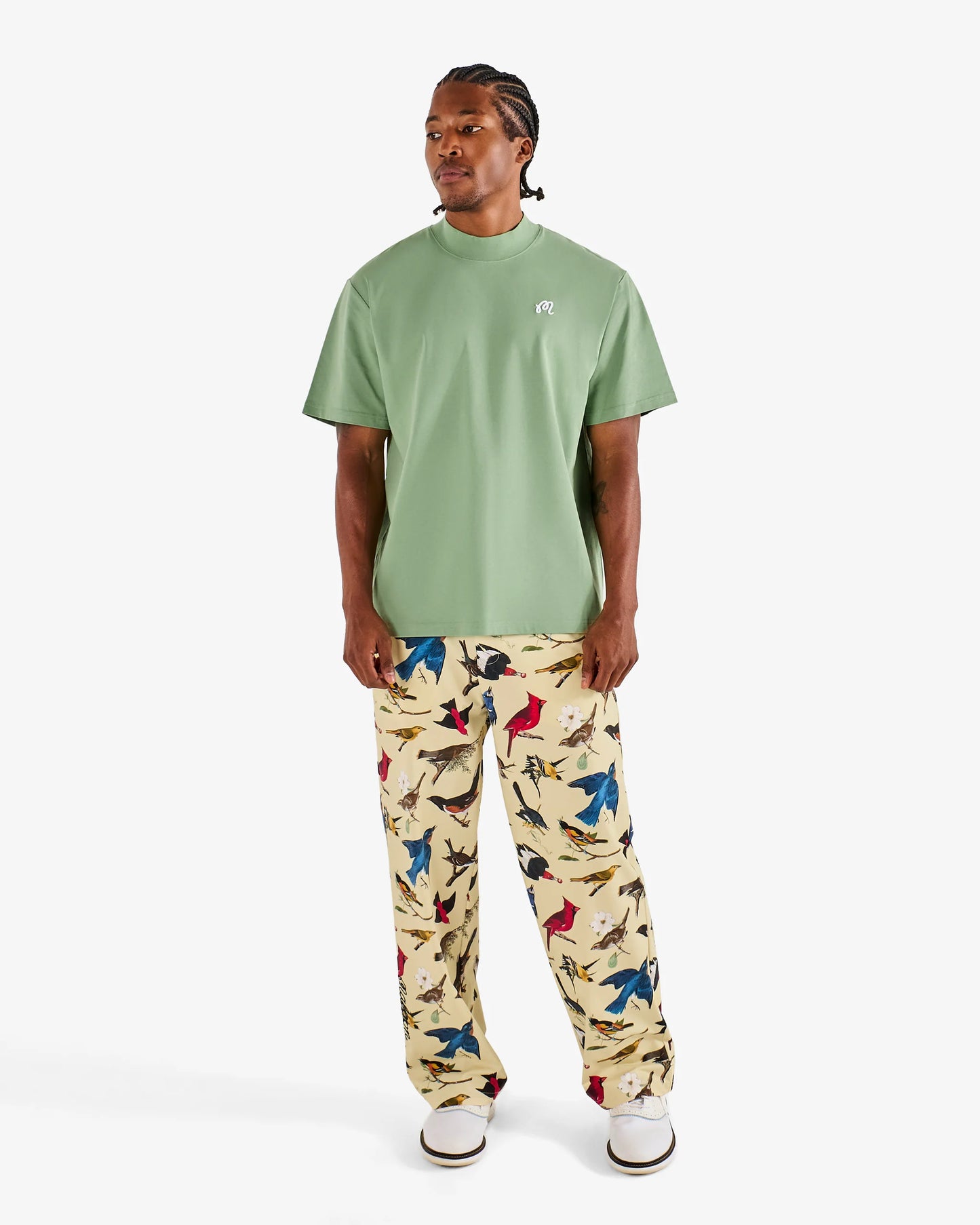 Malbon "Mare Mockneck Tee" Mens - Seafoam Sage