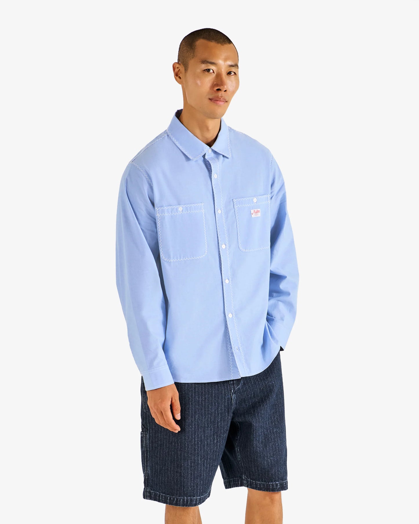 Malbon "Benchmark Shirt" Mens - Blue Chambray