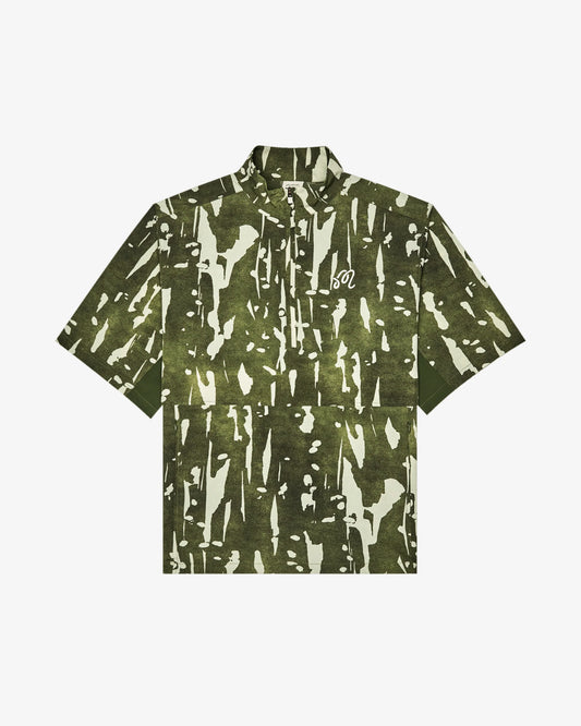 Malbon "Pine Inkwash Windshirt" Mens - Olive Inkwash