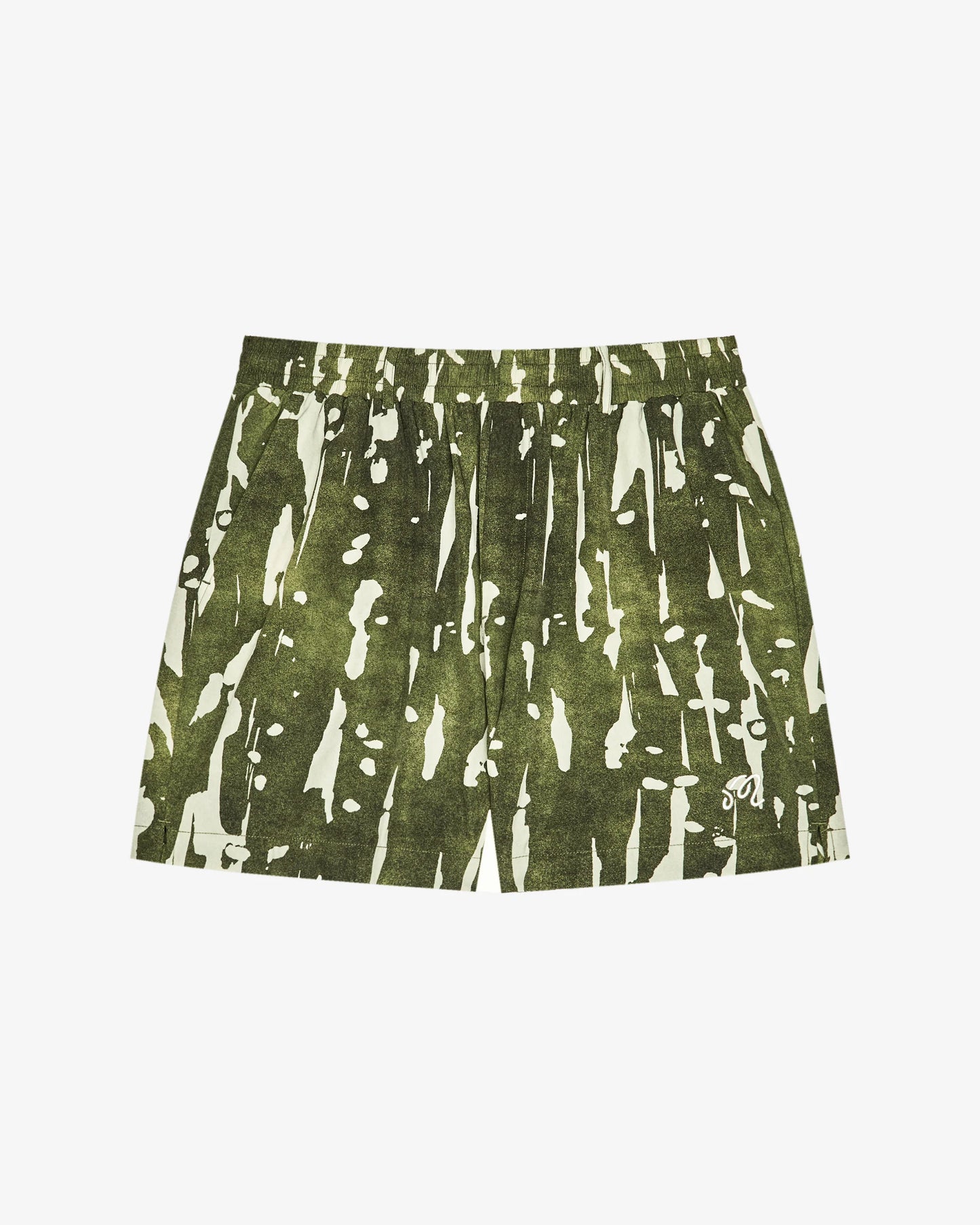 Malbon "Scooter Inkwash Short" Mens - Olive Inkwash