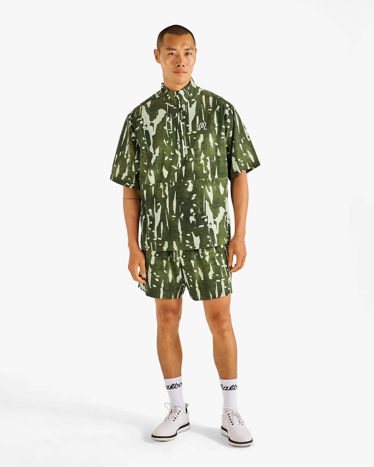 Malbon "Scooter Inkwash Short" Mens - Olive Inkwash