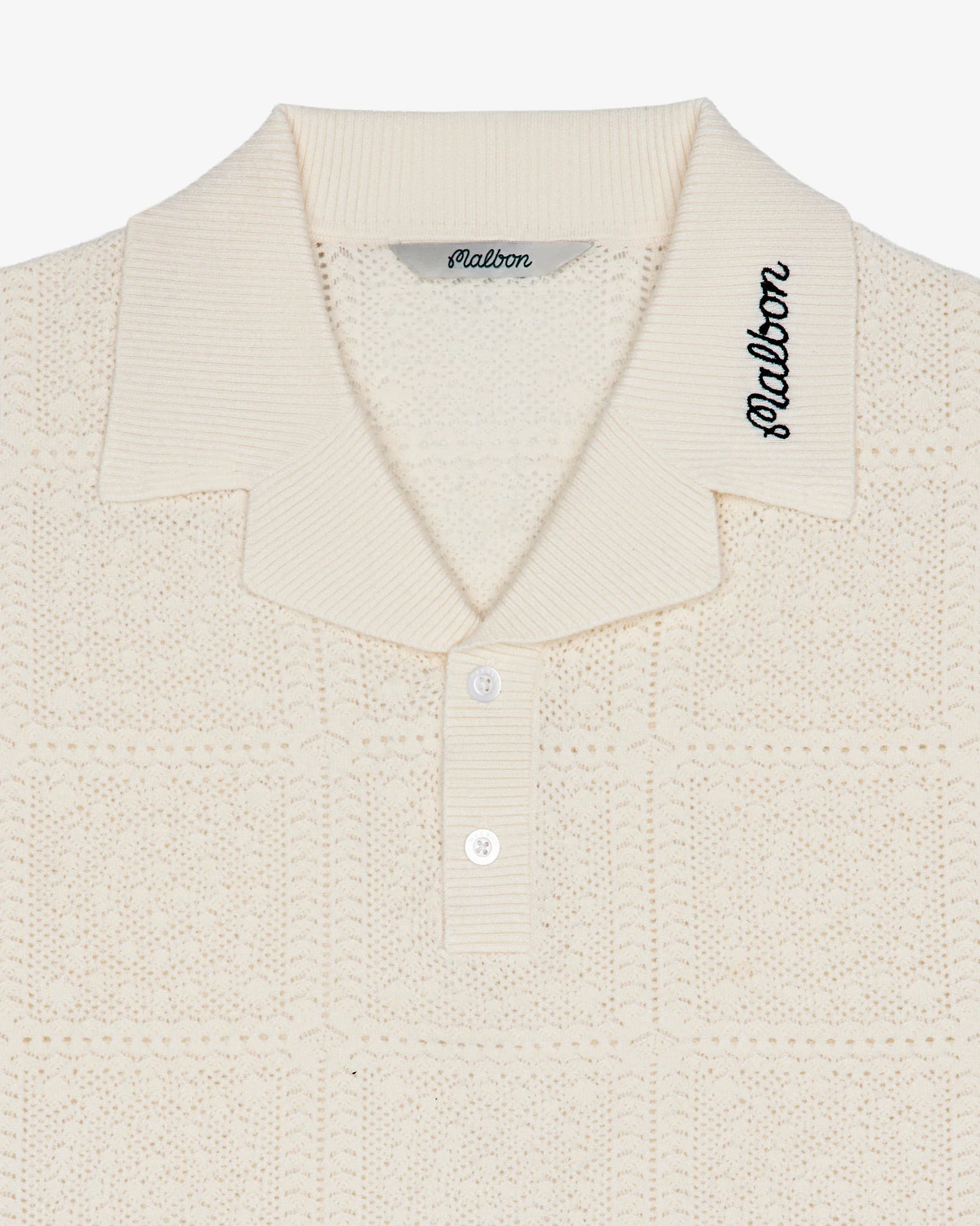 Malbon "Resort Crochet Polo" Mens - Ivory