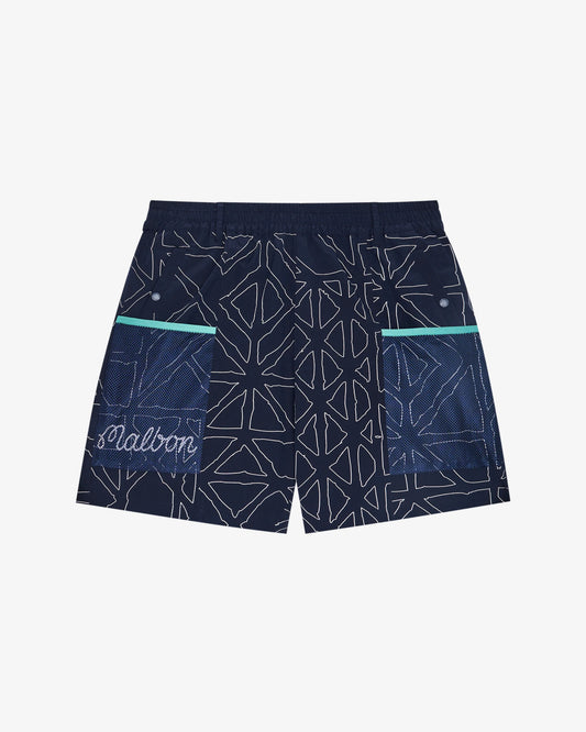 Malbon "Mesh Basket Pocket Short" Mens - Midnight