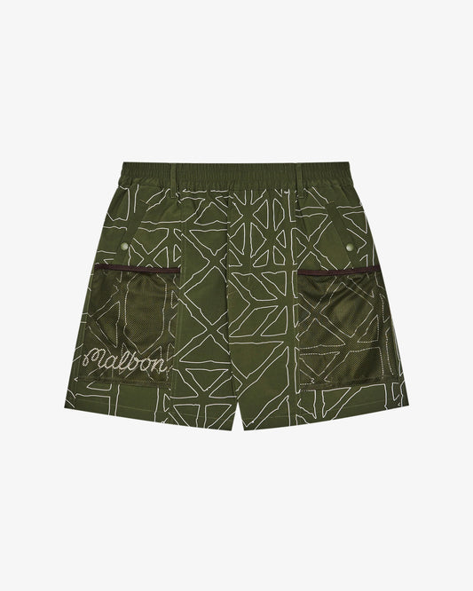 Malbon "Mesh Basket Pocket Short" Mens - Olivine