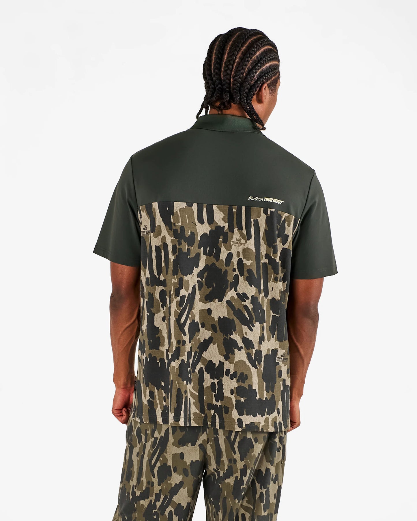 Malbon "Tour Divot Camo Polo" Mens- Bark Camo