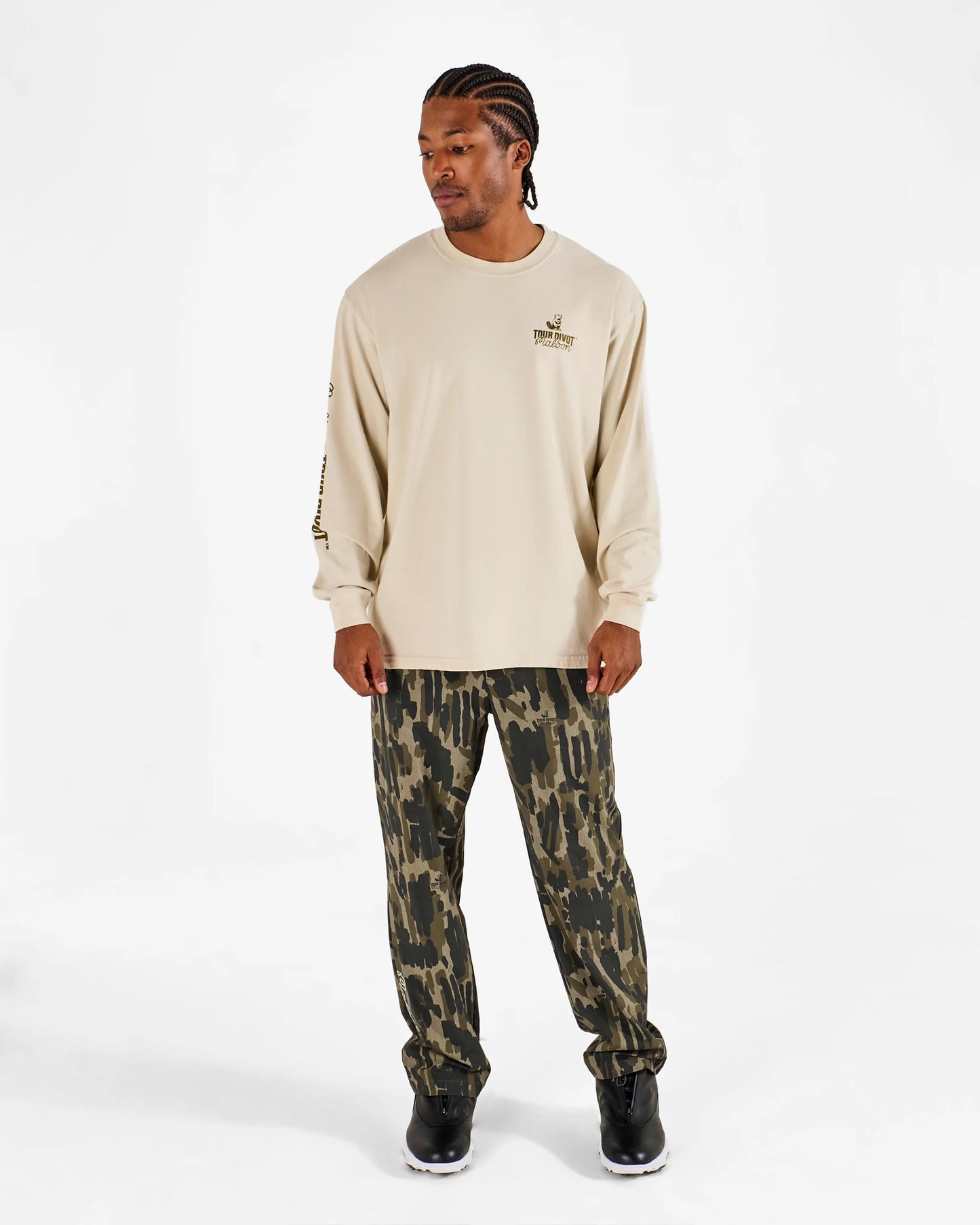 Malbon "Gorse Tour Divot Camo L/S Tee" Mens - Clay