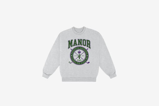 Manor "Mid-Weight Crest Crewneck" M - Light Heather