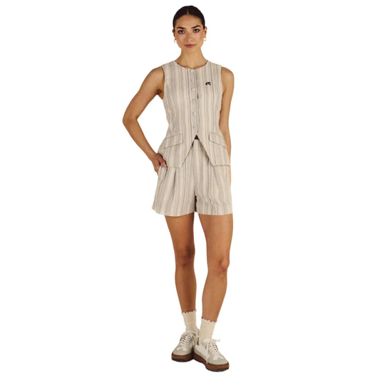 Malbon "Keily Short " Womens - Cream Stripe