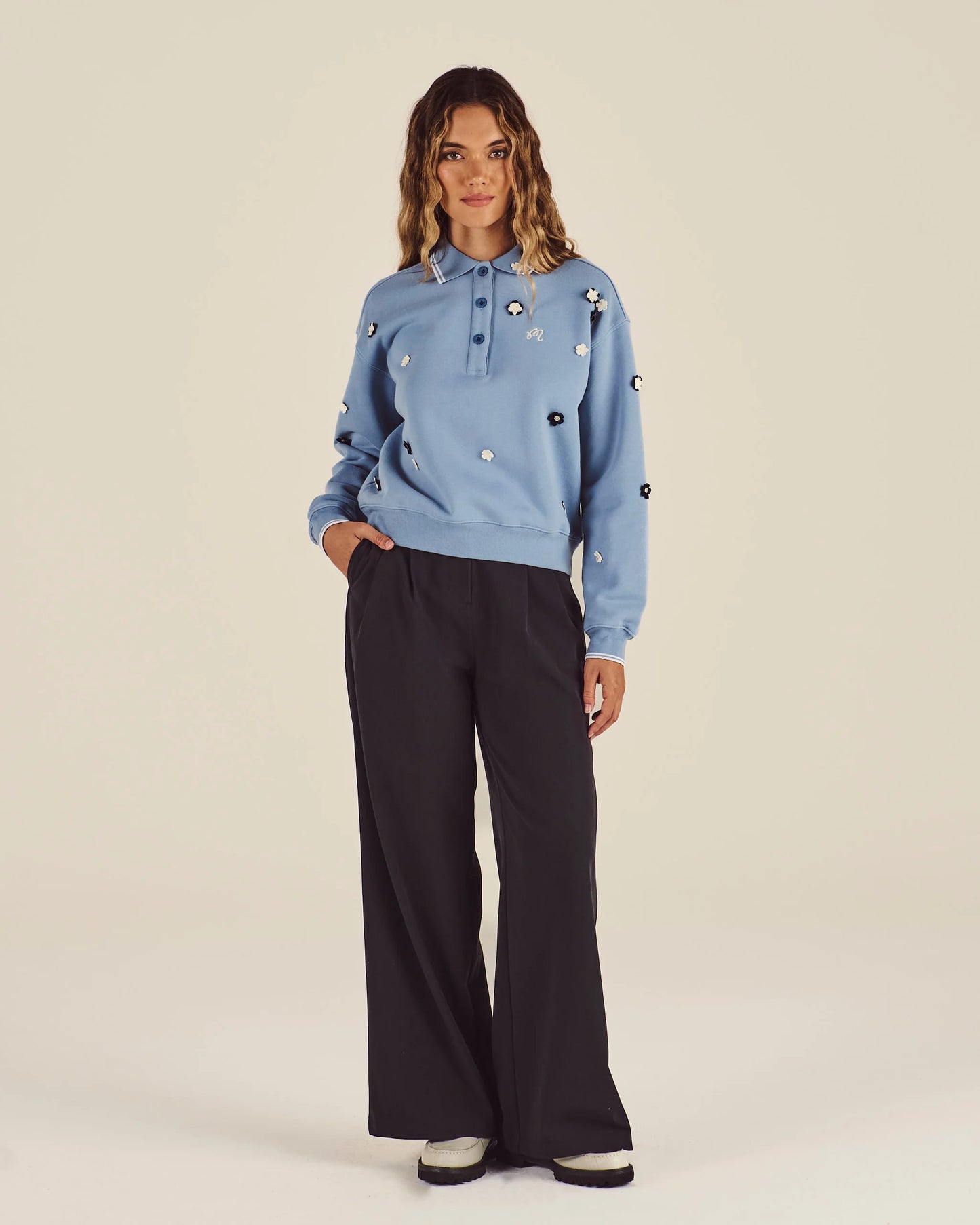 Malbon "Naomi Blossom Polo" Womens - Blue Shadow