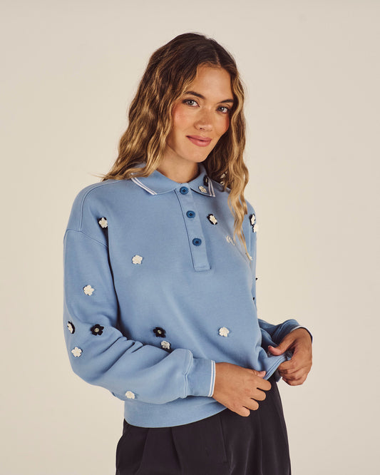 Malbon "Naomi Blossom Polo" Womens - Blue Shadow