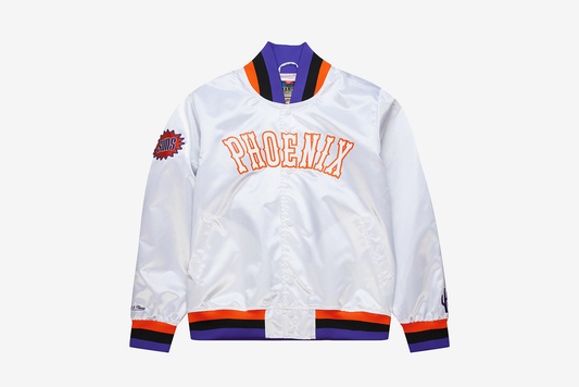 Mitchell & Ness x Manor "Phoenix Suns Jacket" M - Chalk White / Orange / Purple