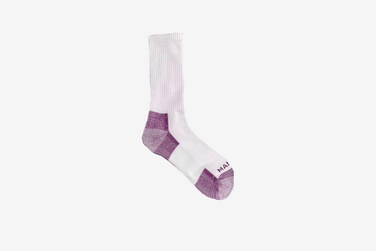 Manor "Performance Crew Sock" -  White / Purple Punch