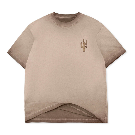 Manor "Classic Embroidered T-Shirt" Mens - Chocolate Oil Wash / Brownie