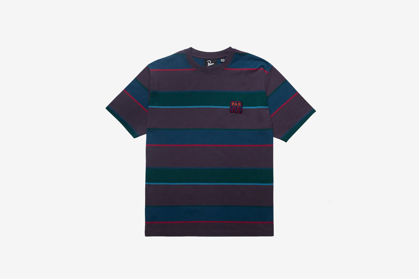 By Parra "Fast Food Logo Striped Tee" M - Aubergine