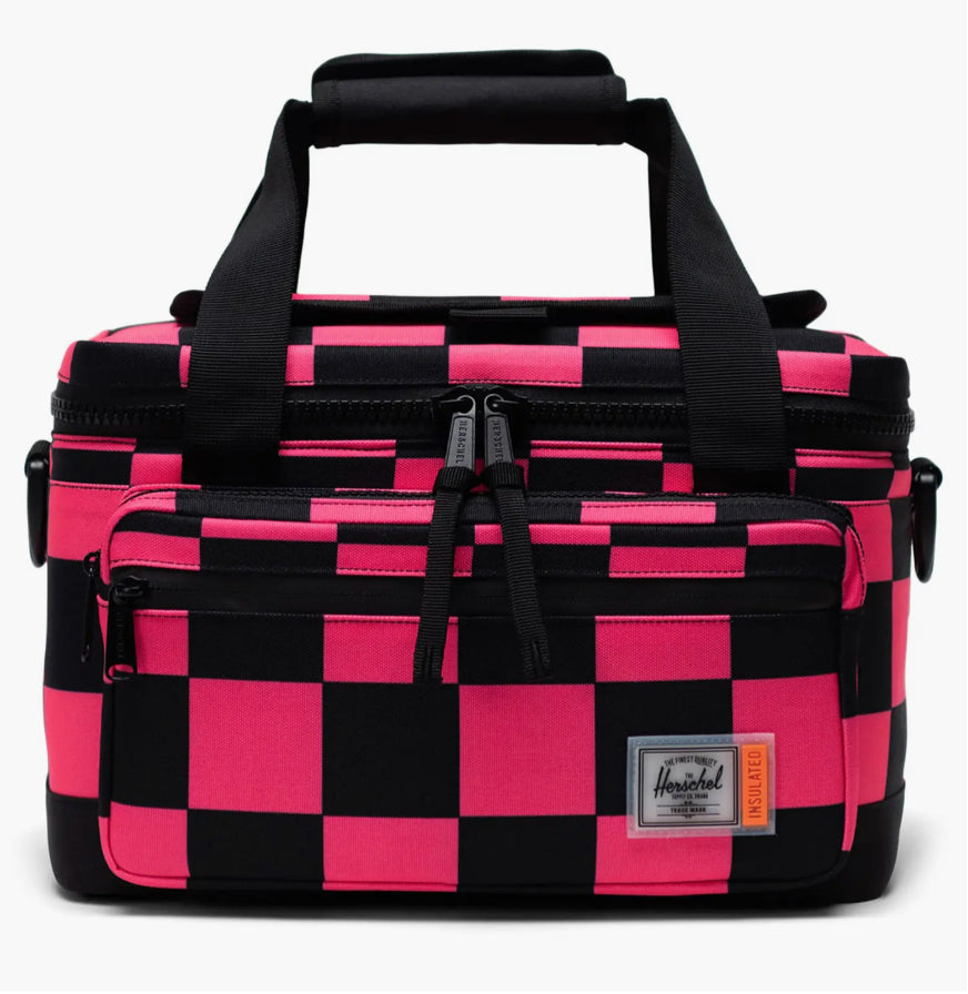 Herschel "Insulated Pop Quiz Cooler 12 Pack" - Large Check Neon Pink / Black