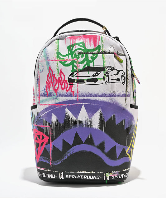 Sprayground "Stencil Shark Attack Split" Backpack - Black / White