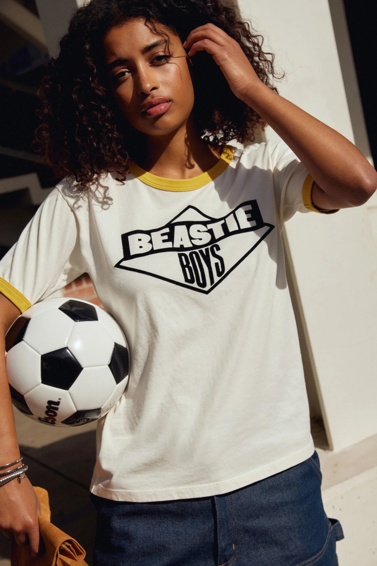 DayDreamer Beastie Boys Logo 84 86 Ringer T Shirt W White Yellow Manor