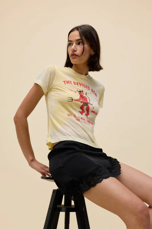 Daydreamer "The Deviled Egg Burnout Vintage Tee" Womens - Poppy Yellow