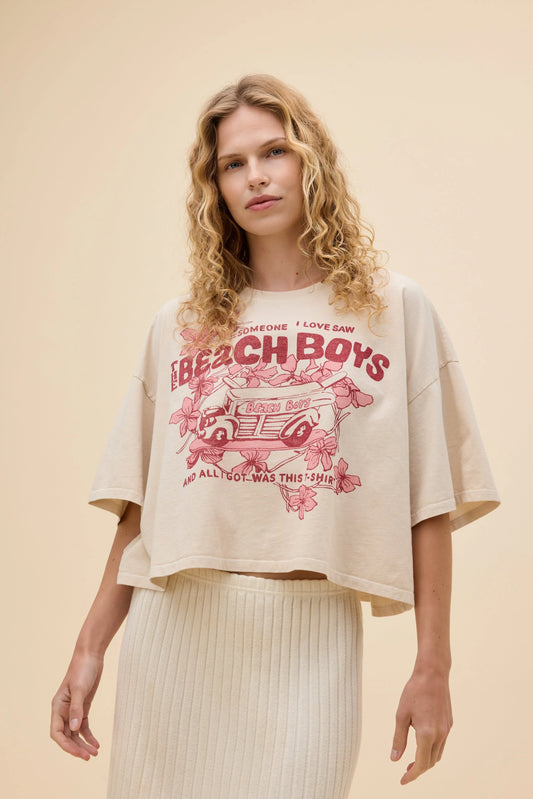 Daydreamer "The Beach Boys Someone I Love Cropped Tee" Womens - Dirty White