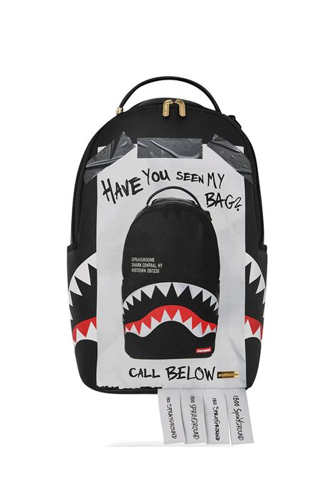 Sprayground " Missing Bag Flyer On Bag With Real Cut Strips Backpack " - Black / White