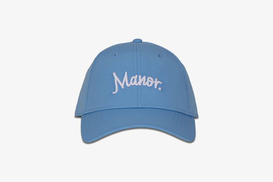 Manor X Taylor Made "Manor Script Dad Golf Hat" - University Blue / White