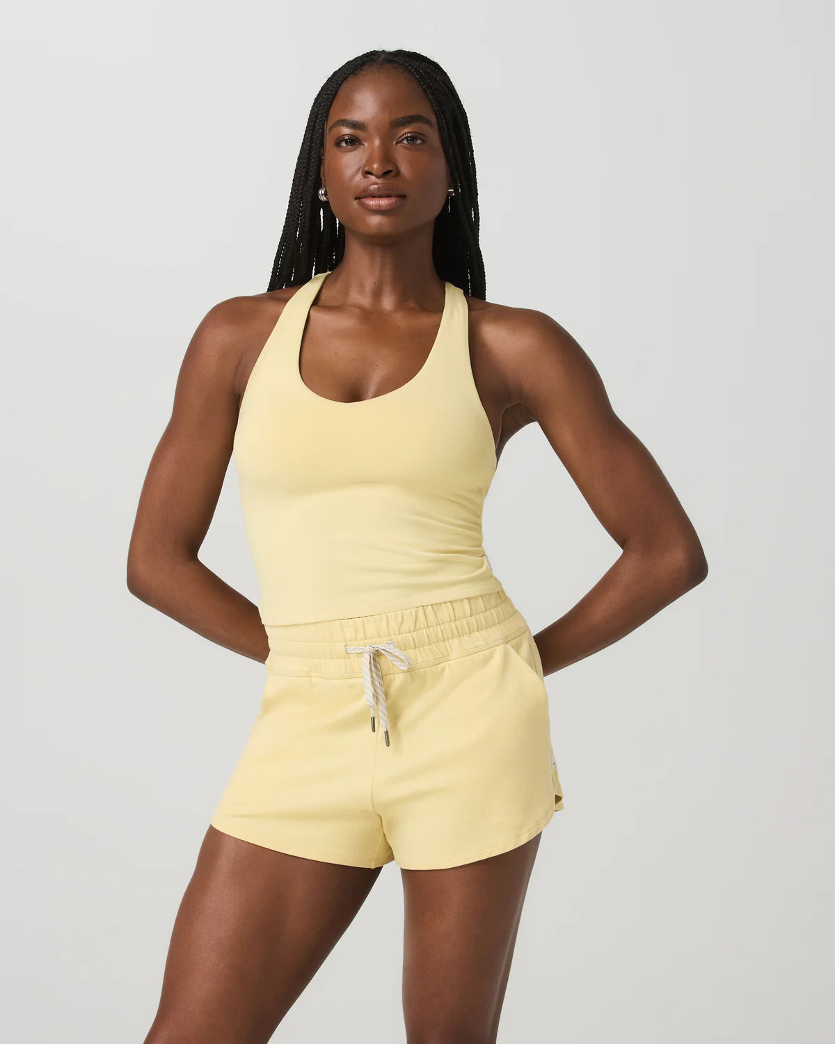 Vuori "Halo Performance Crop Tank 2.0" Womens - Lemon Snap Heather
