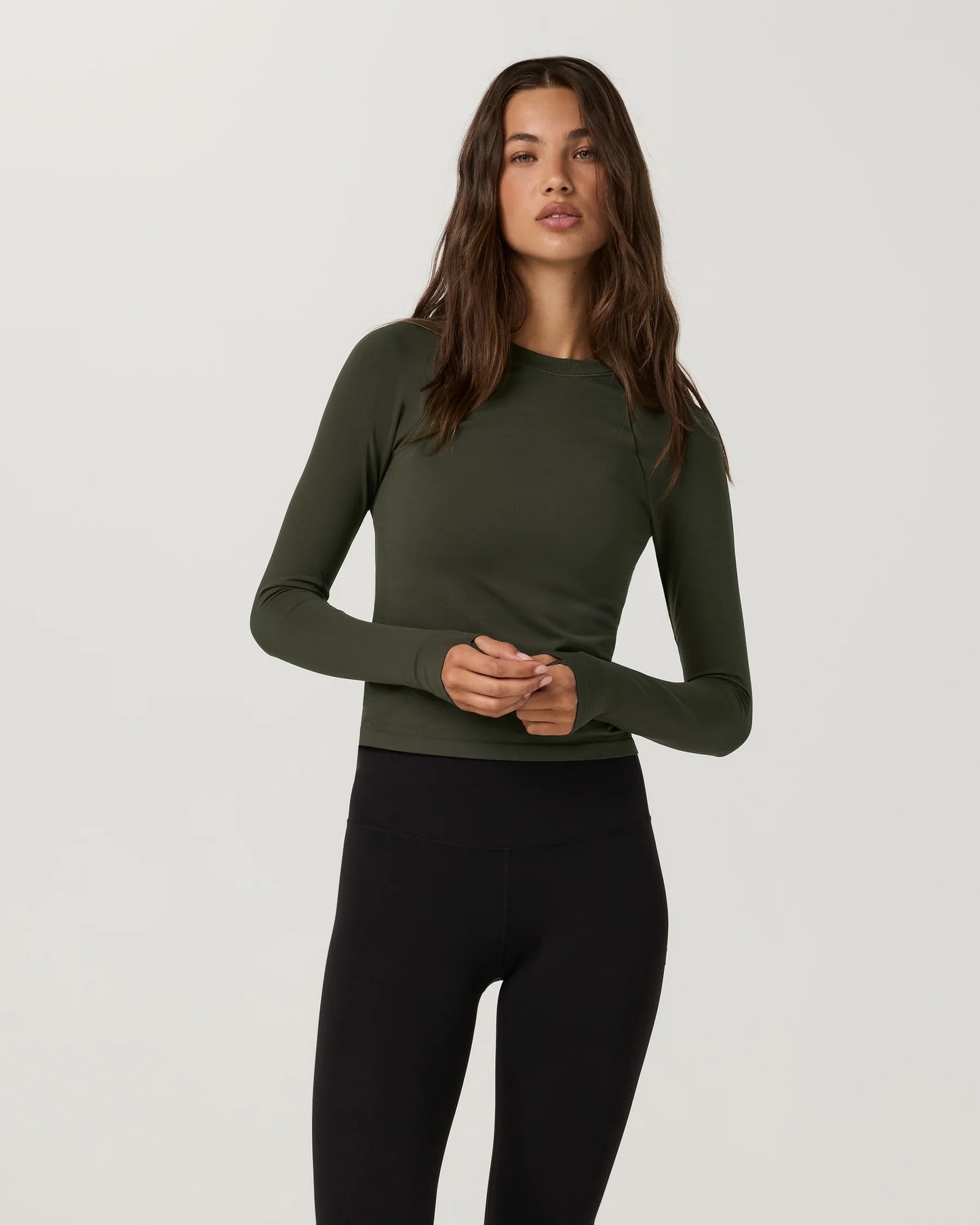 Vuori "L/S Surge Seamless Tee" Womens - Army