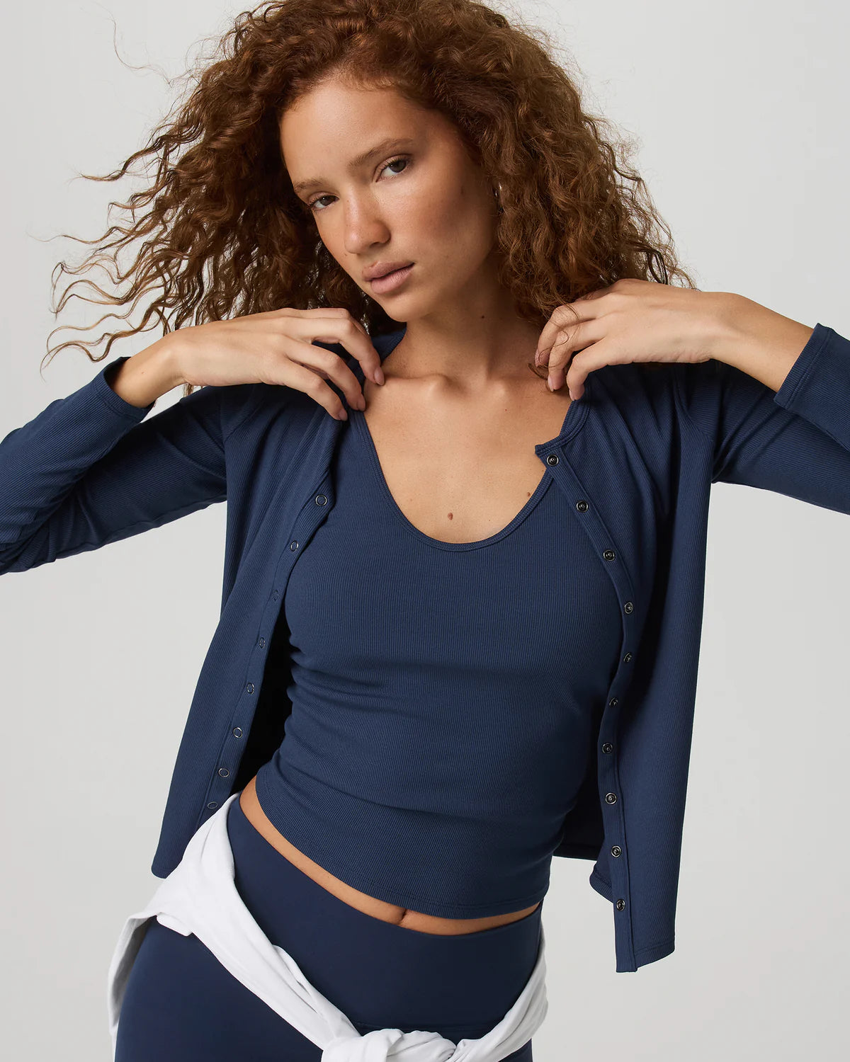 Vuori "Long Sleeve Pose Twin Cardigan" Womens - Blue Coast