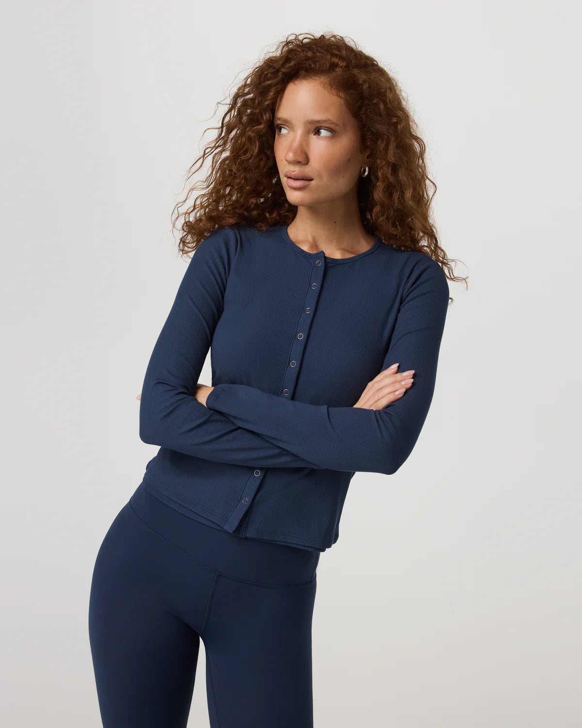 Vuori "Long Sleeve Pose Twin Cardigan" Womens - Blue Coast