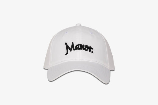 Manor X Taylor Made "Manor Script Dad Golf Hat" - White / Black
