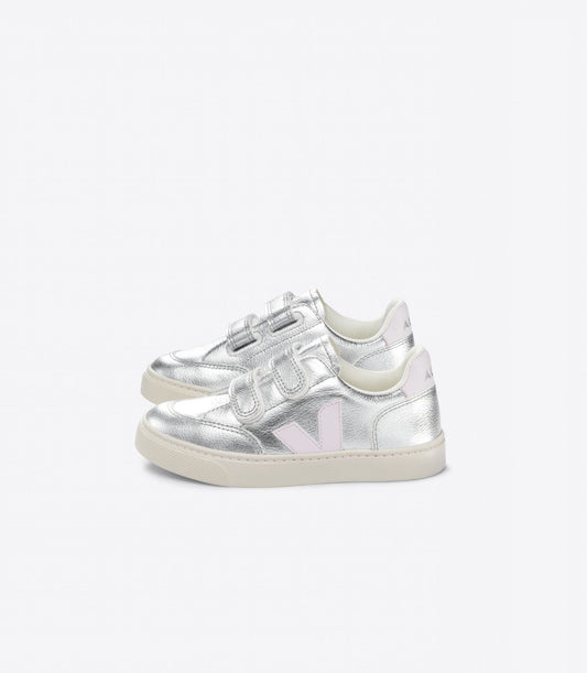 Veja "Small V-12 Chromefree Leather" K - Silver / Lassi