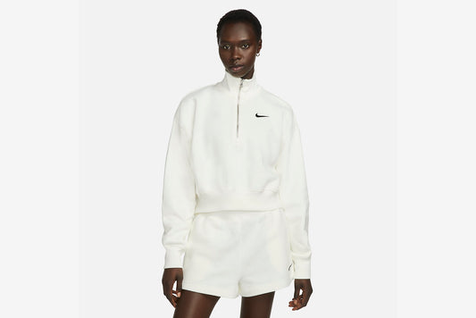 Nike "Phoenix Fleece" Oversized 1/2 Zip Crop Sweatshirt W - Sail / Black