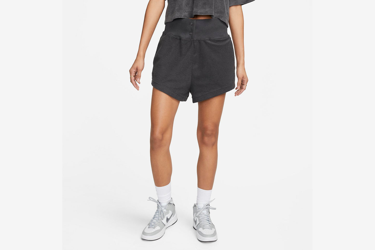 Nike "High-Waisted Reverse" French Terry Short W - Anthracite/Anthracite/Black