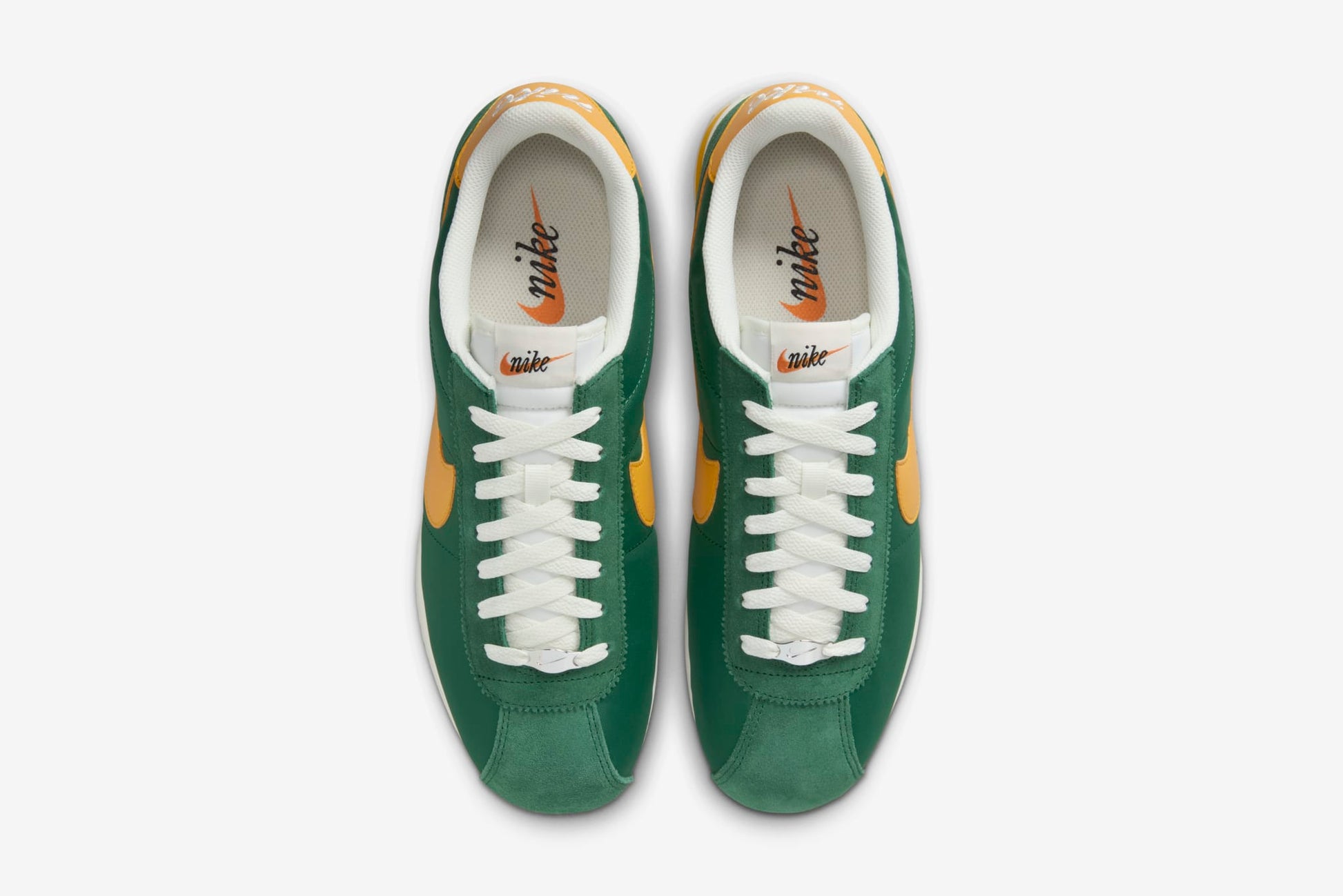 Nike cortez green and white sales