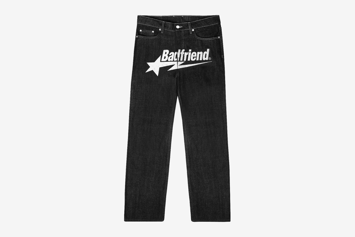 Badfriend "Star Pant (Embroidery) Raw Denim" M - Black / White