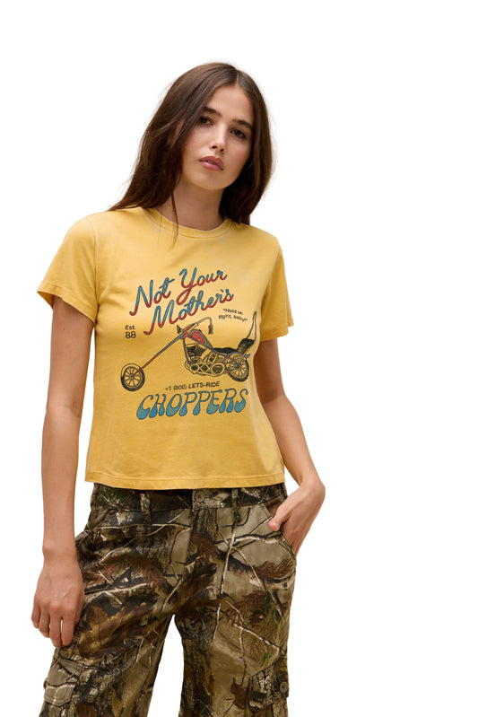 Daydreamer "Not Your Mother's Choppers Burnout Vintage Tee" Womens - Yellow Honey
